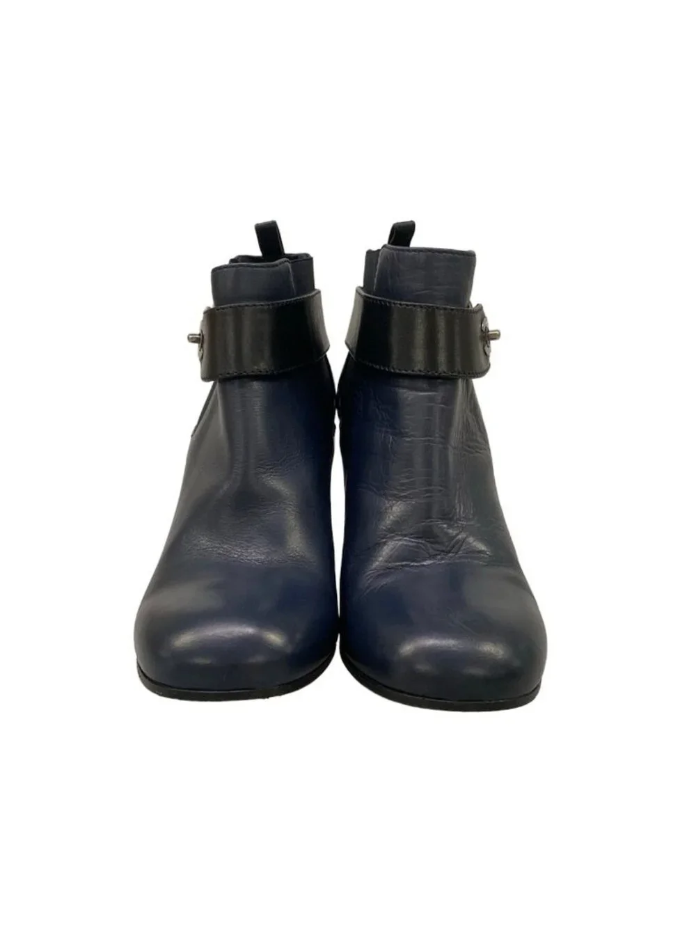 Chanel Booties 35 C Navy Black Side Gore CC Logo Leather Boot